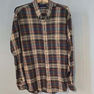 Nautica vintage multicolor plaid long-sleeve button-up shirt Size XL